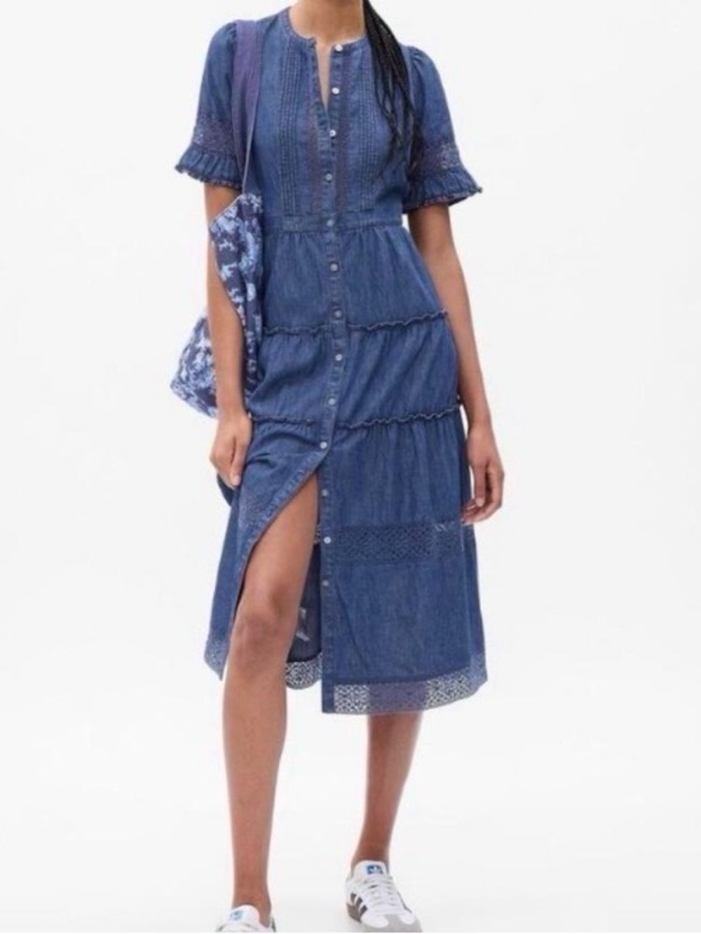 Gap X LoveShackFancy Midi Denim Dress in size XL. NWT!